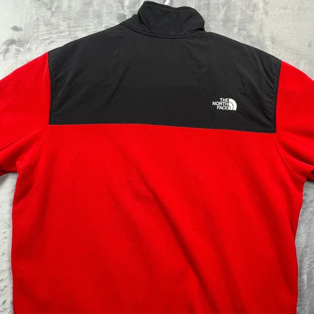 The North Face Fleece Pullover Mens XXL Red Black Colorblock Quarter Zip Jacket